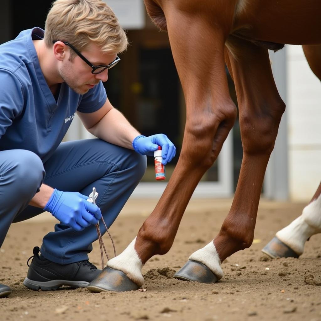 Veterinarian Examining a Horse