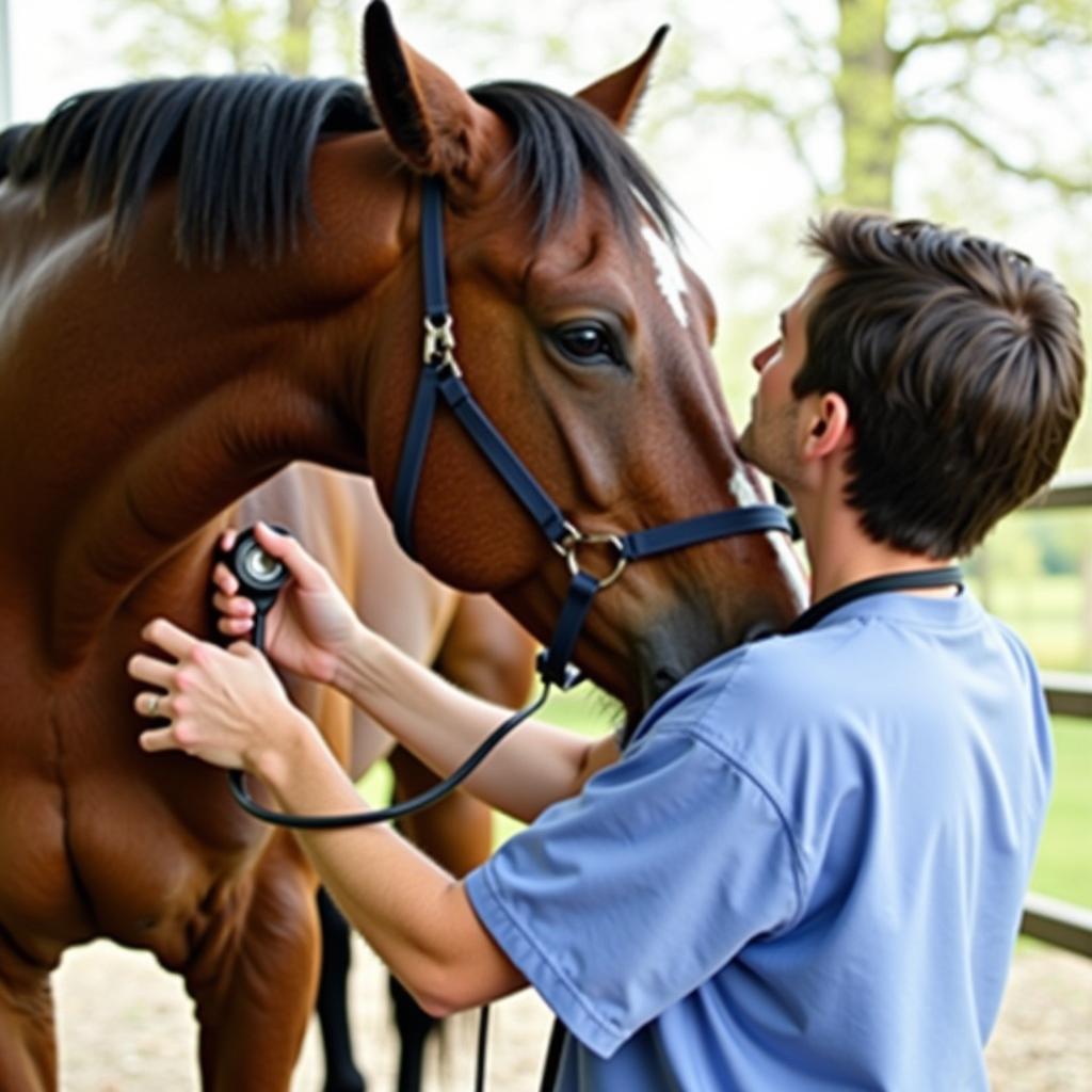 Veterinarian Examining a Horse