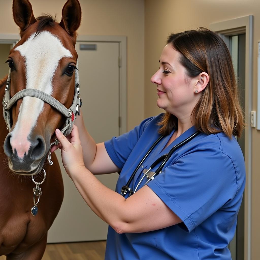 Veterinarian Examining Horse