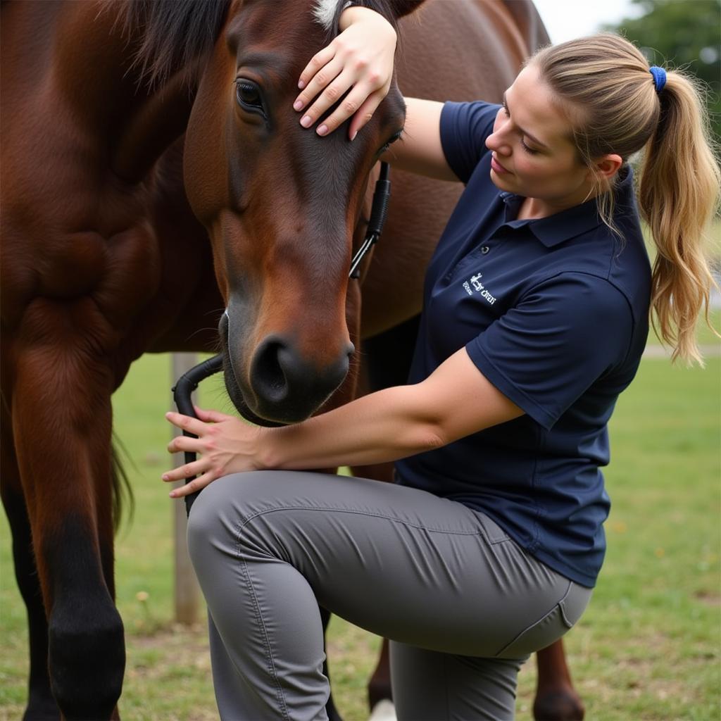 Veterinarian Examining a Horse