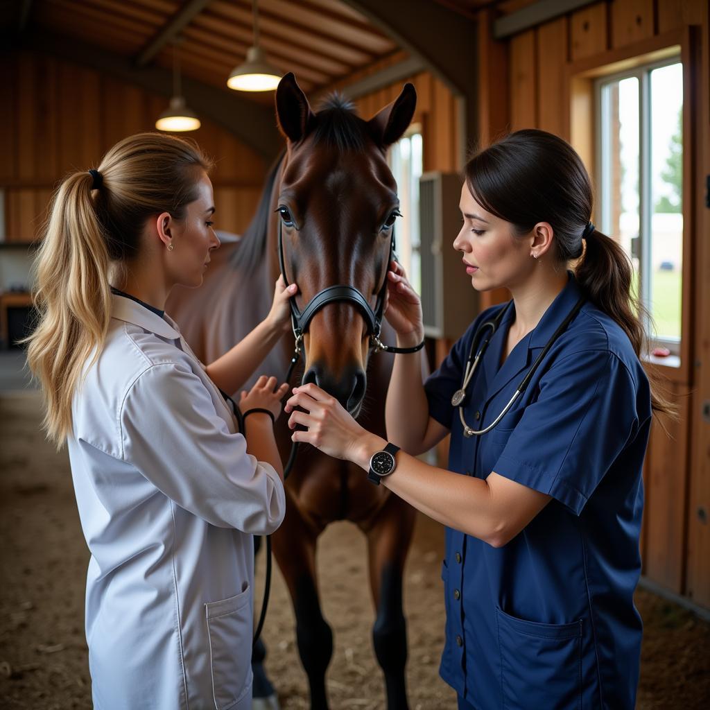 Veterinarian Examining a Horse