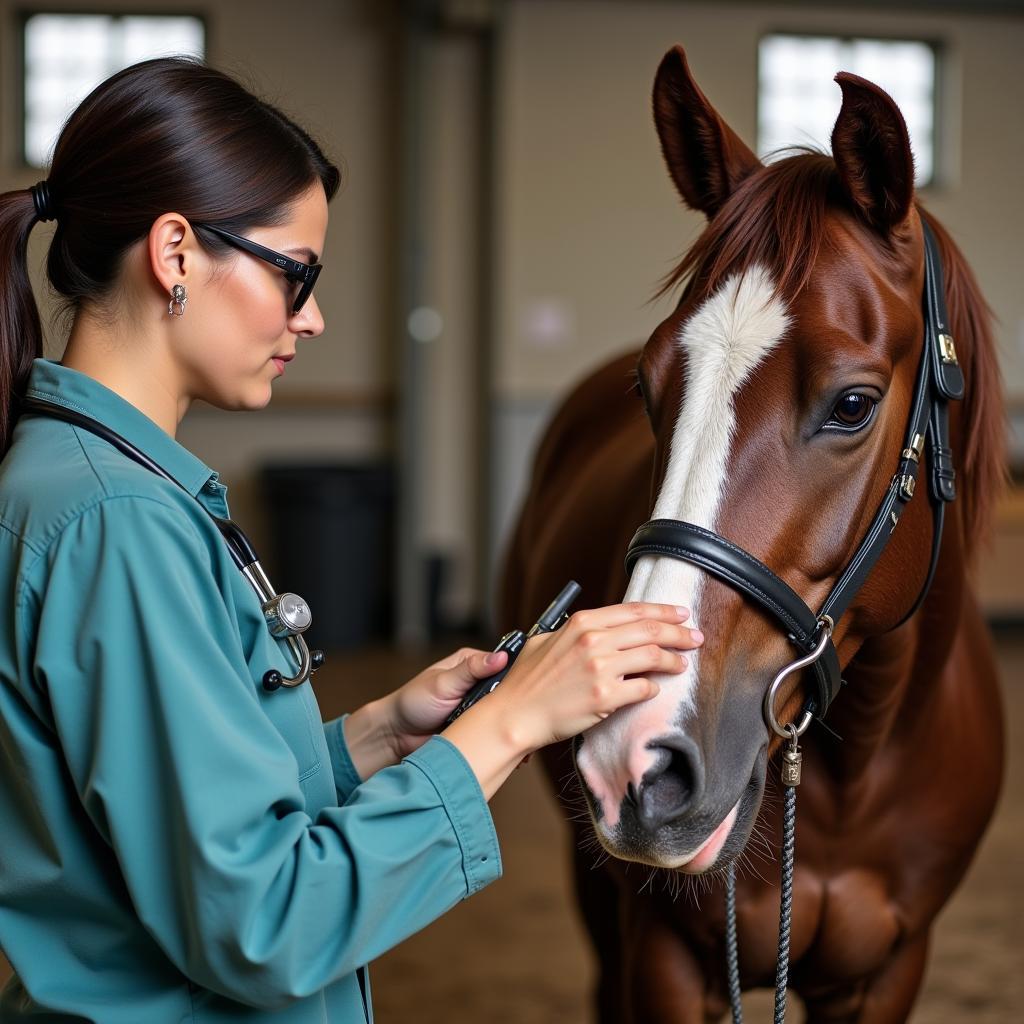 Veterinarian Examining Horse