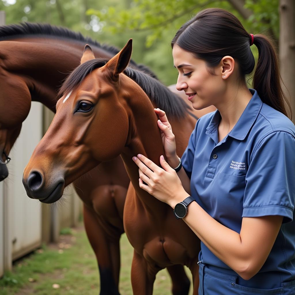 Veterinarian Performing a Physical Exam on a Horse