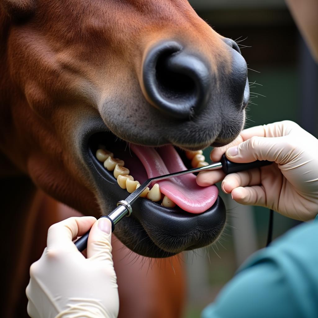 Veterinarian Examining Horse's Mouth