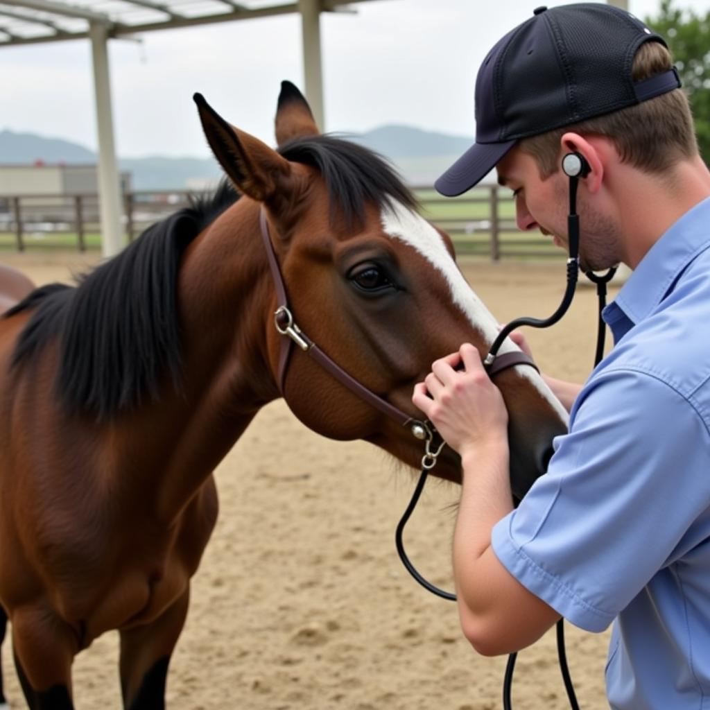 Veterinarian Examining Kid Horse