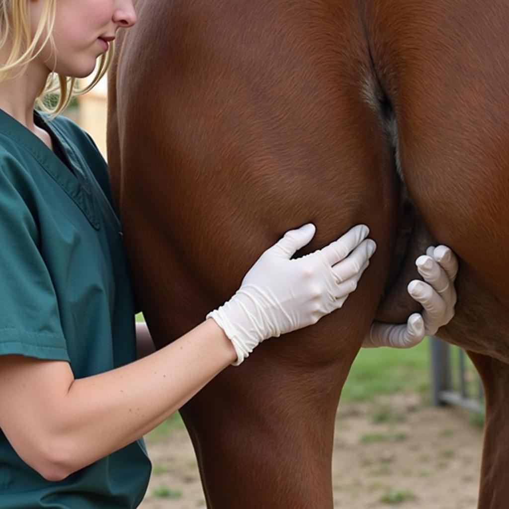 Veterinarian Examining a Mare