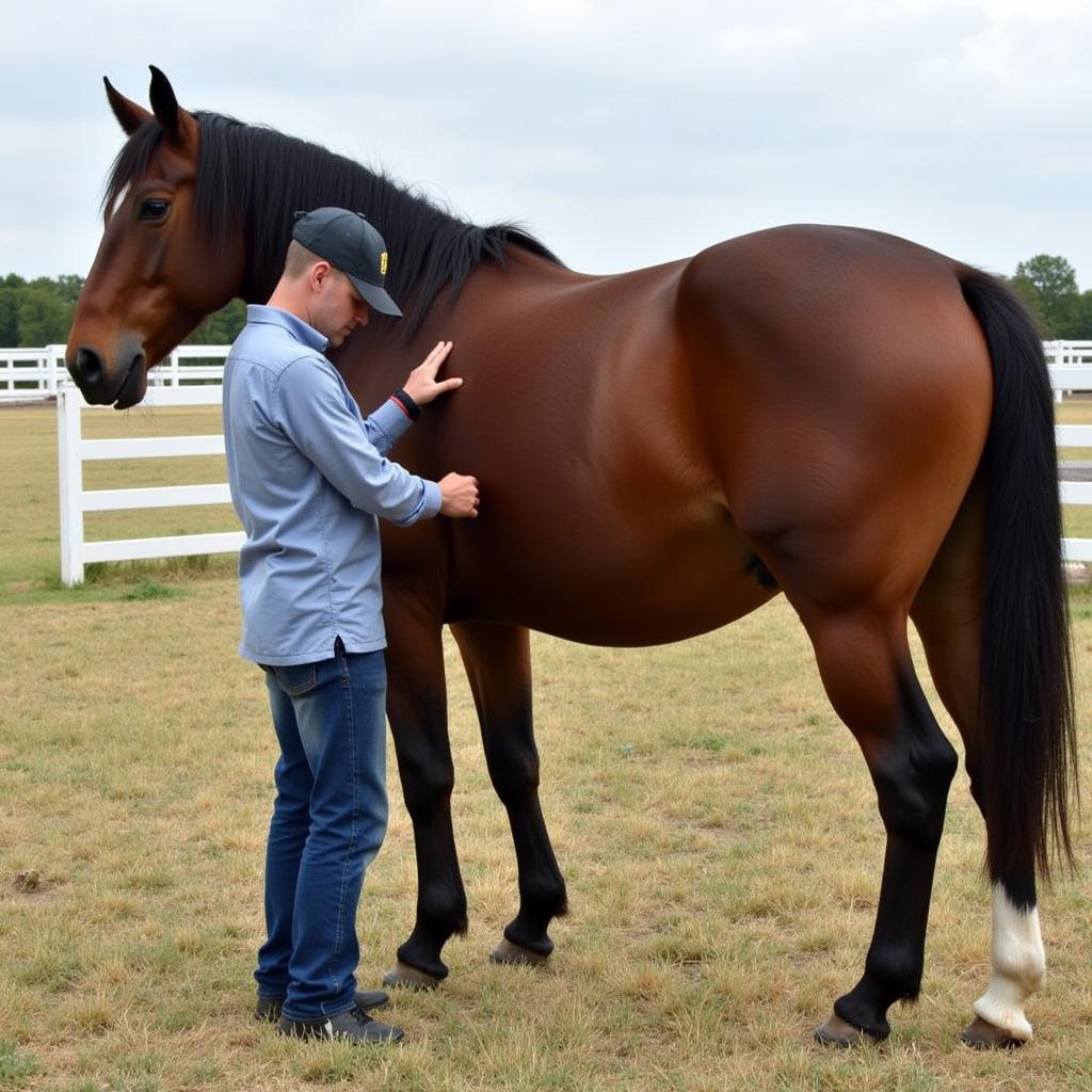 Veterinarian Examining a Team Penning Horse