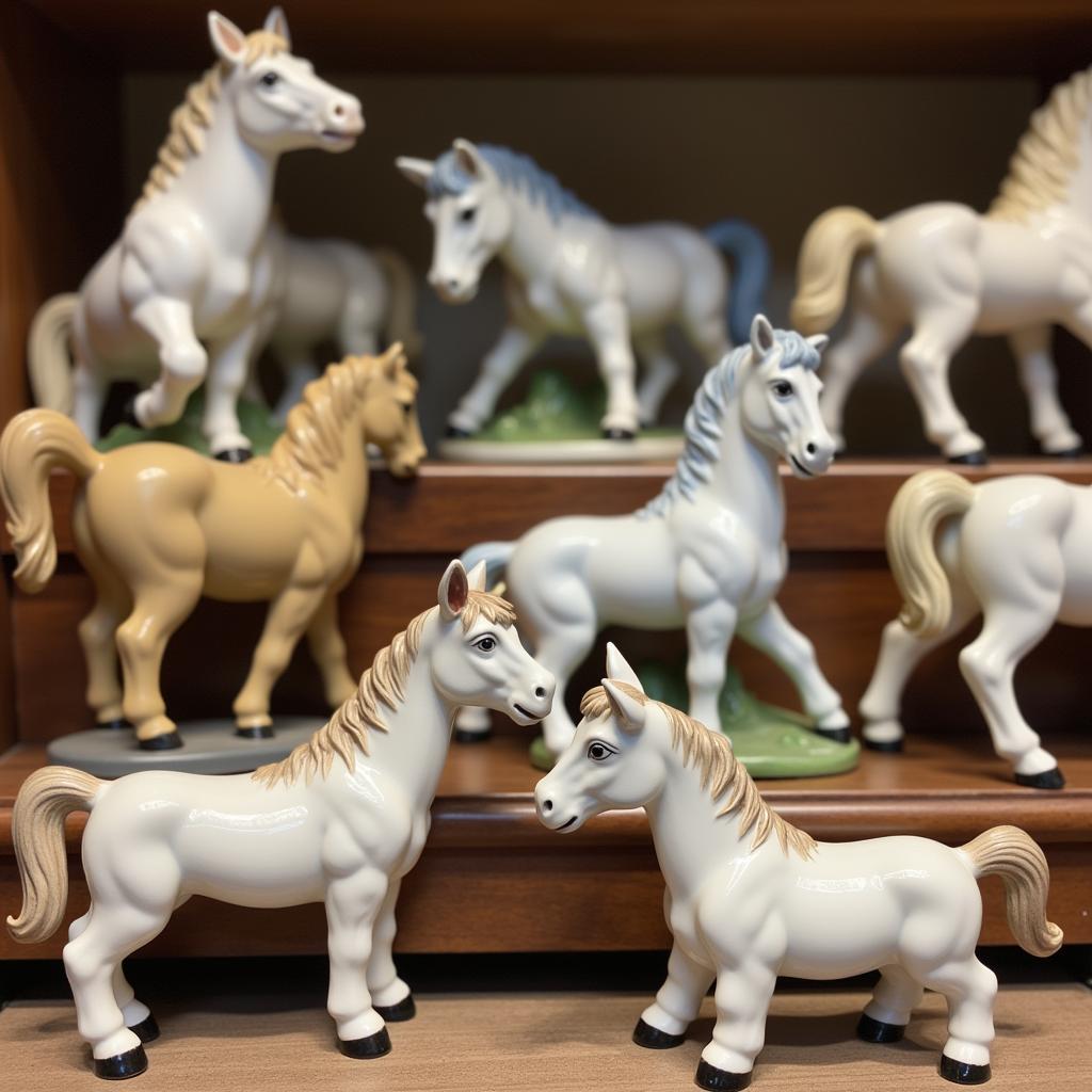 Antique Porcelain and Ceramic Mini Horse Figurines