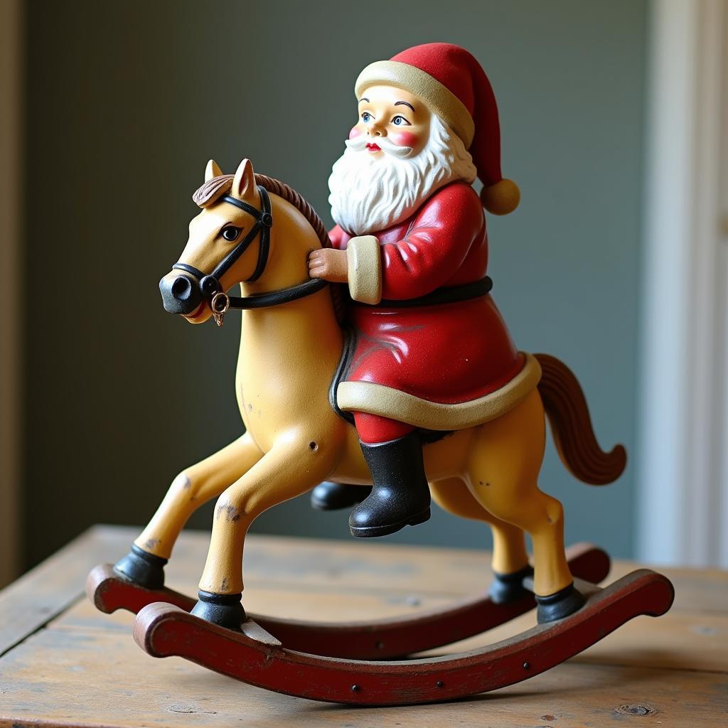 Vintage Santa Claus Figurine on a Rocking Horse