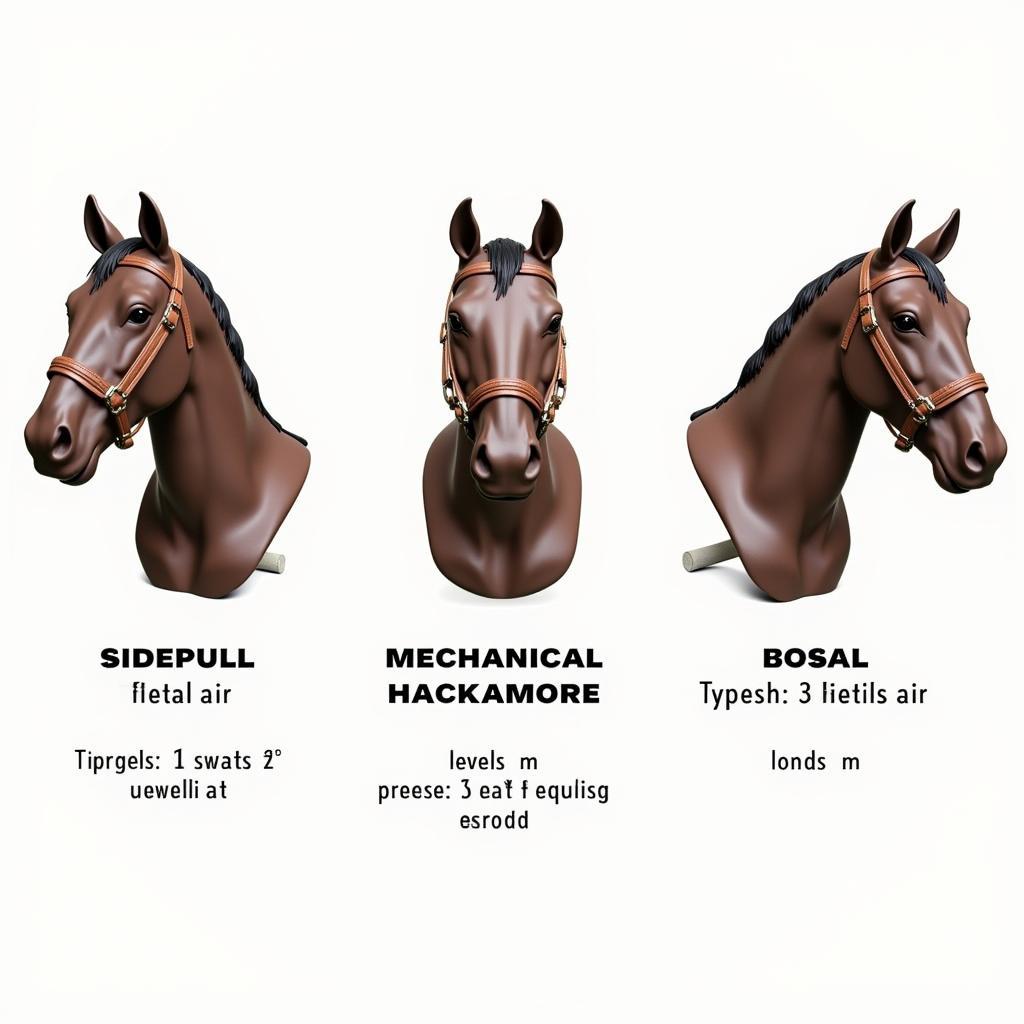 Different War Bridle Types: Sidepull, Mechanical Hackamore, Bosal