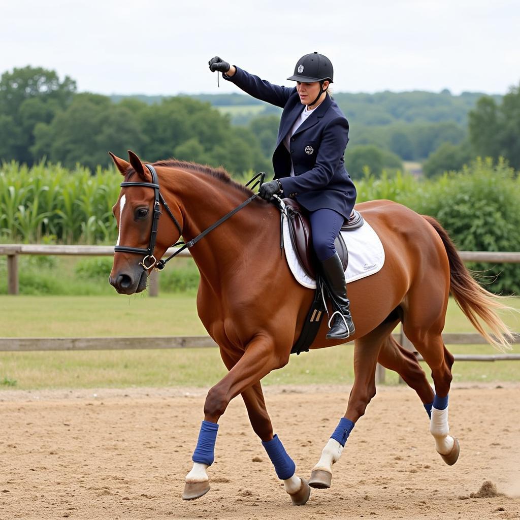 Well-Trained Horse and Rider Performing