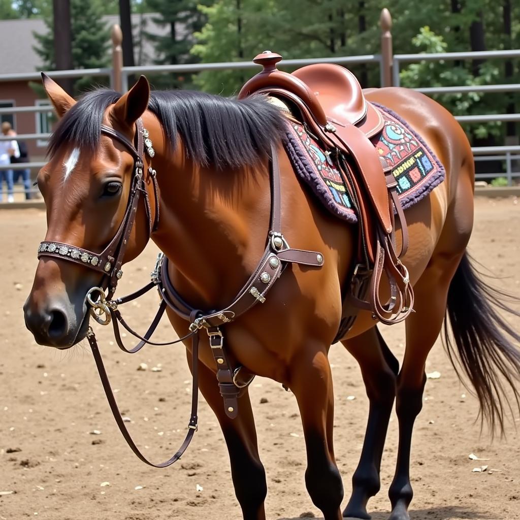 Western Saddle and Tack Set on Horse