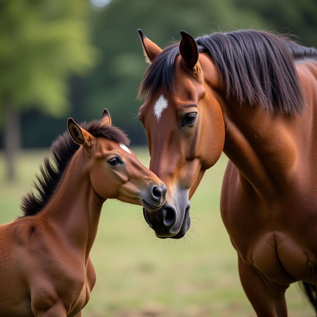 Wild Horse Family Interacting