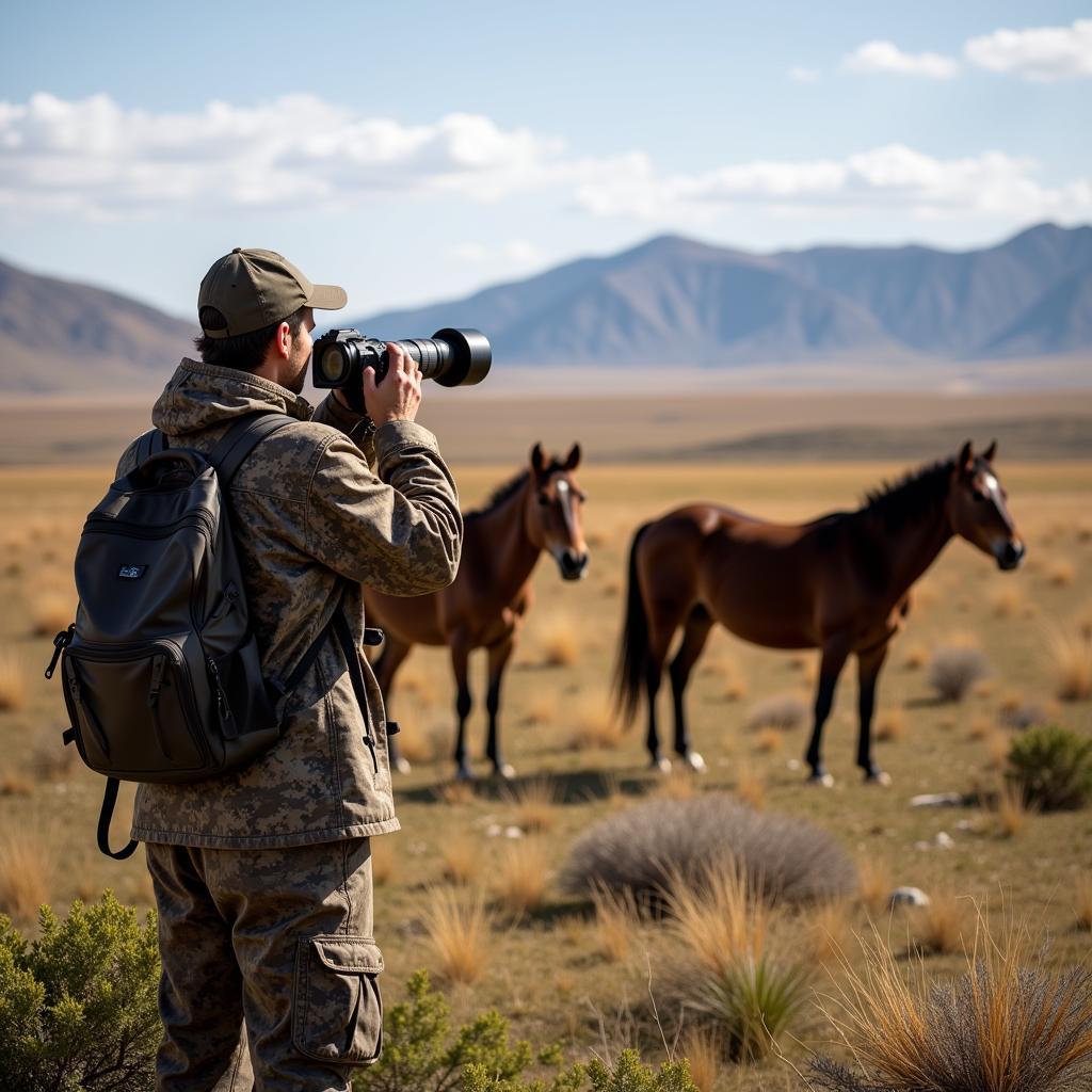 Wildlife Photographer Capturing Wild Horses