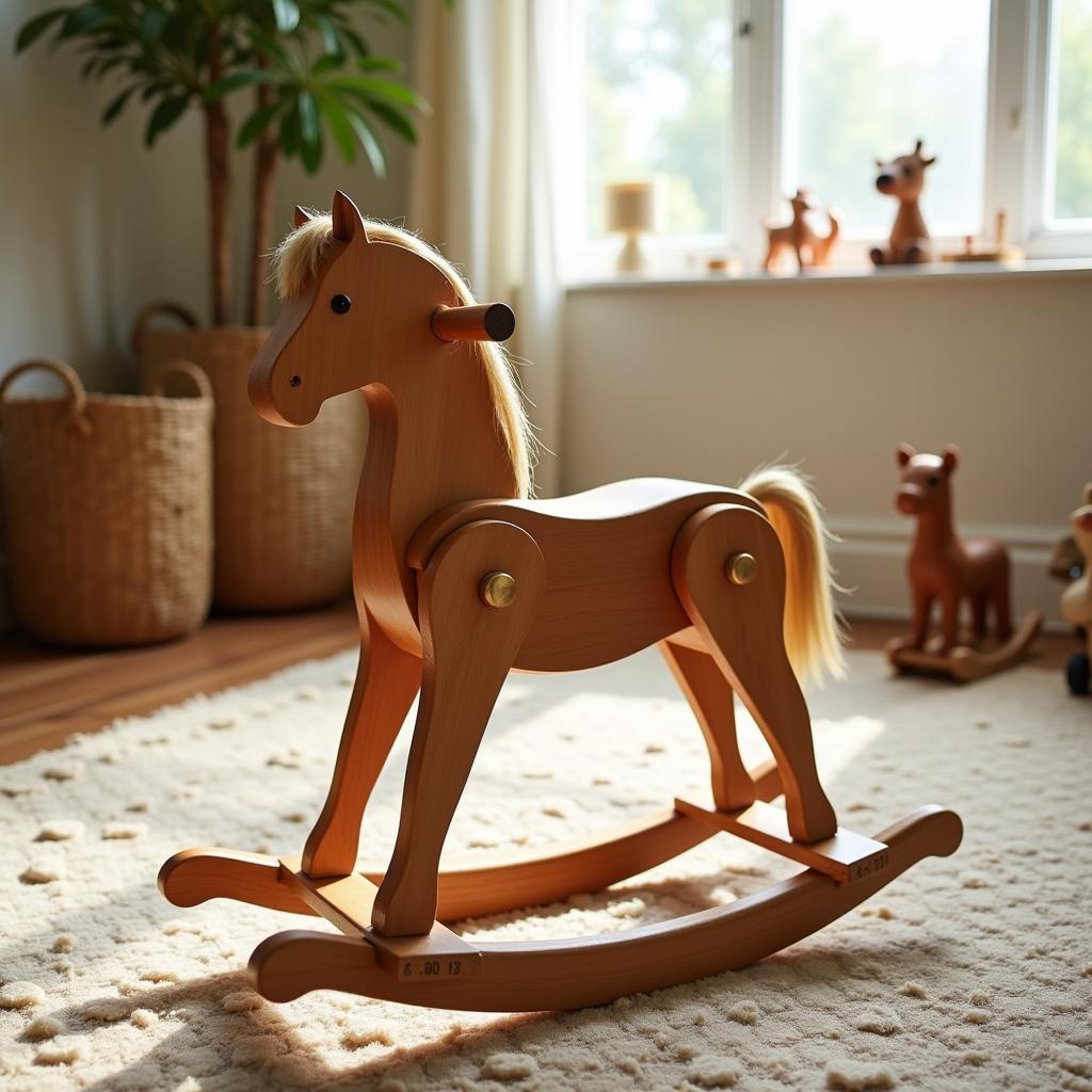 Classic Wooden Rocking Horse in a Playroom