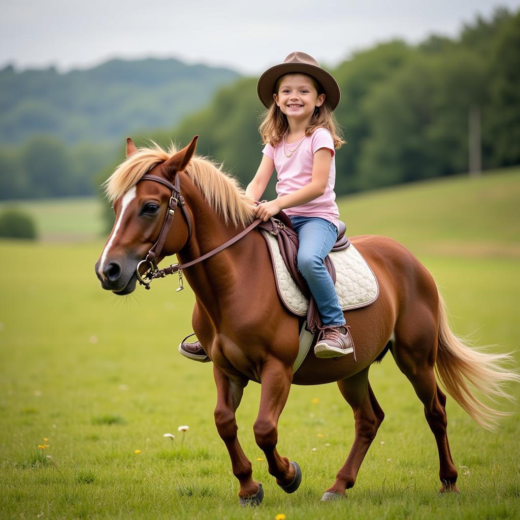 Young Girl Riding a Pony