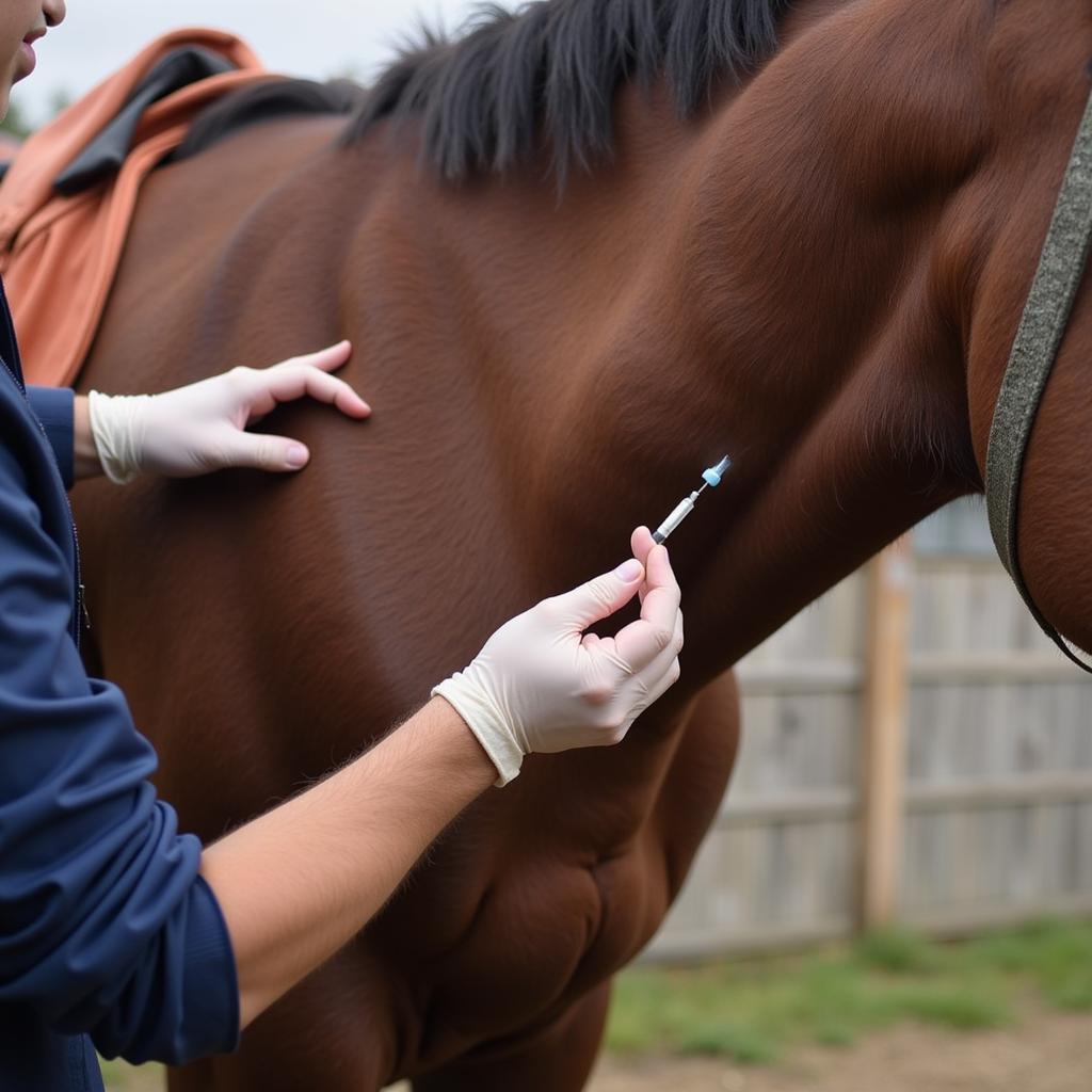 Administering the Botulism Vaccine to a Horse