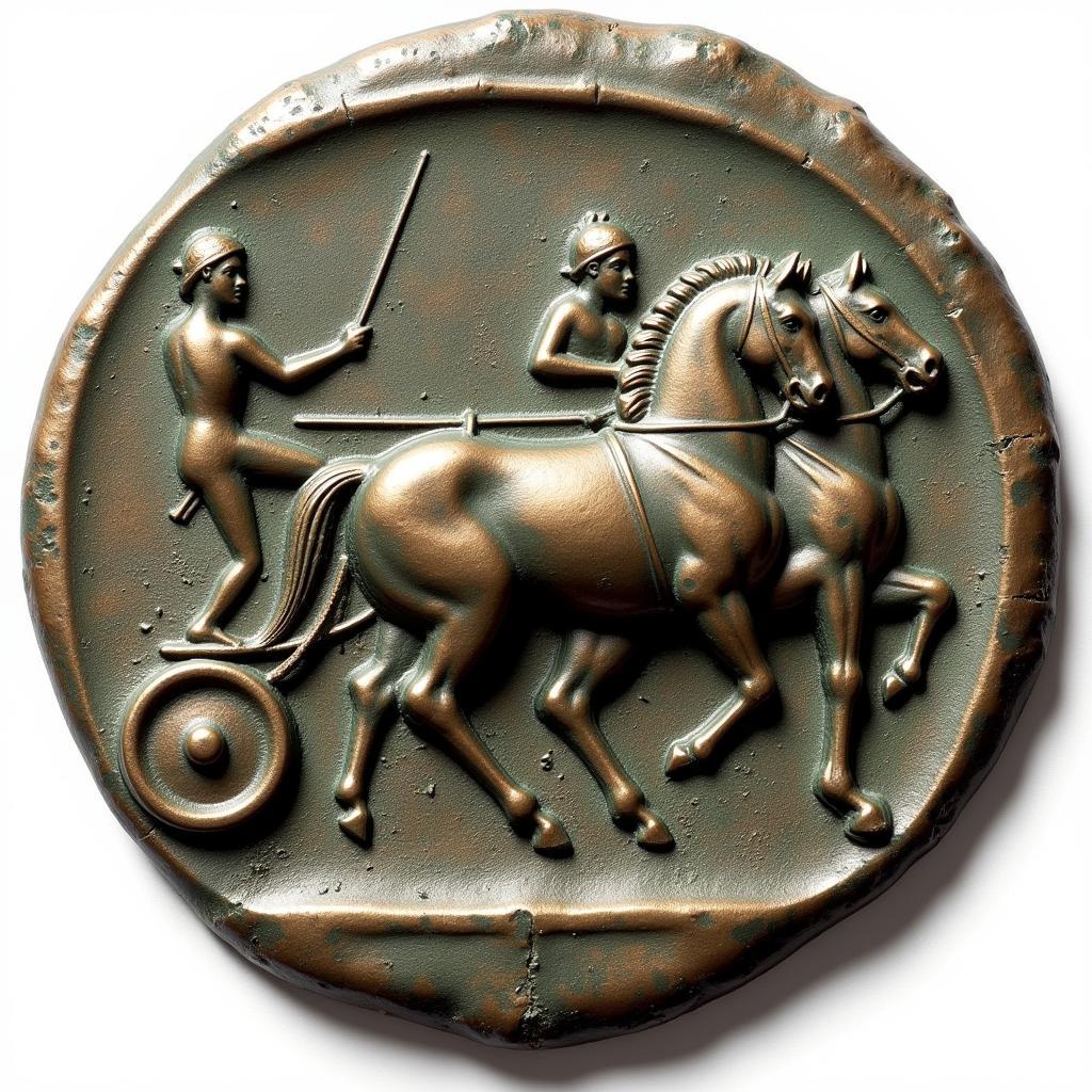 Ancient Roman Coin Depicting Chariot Race