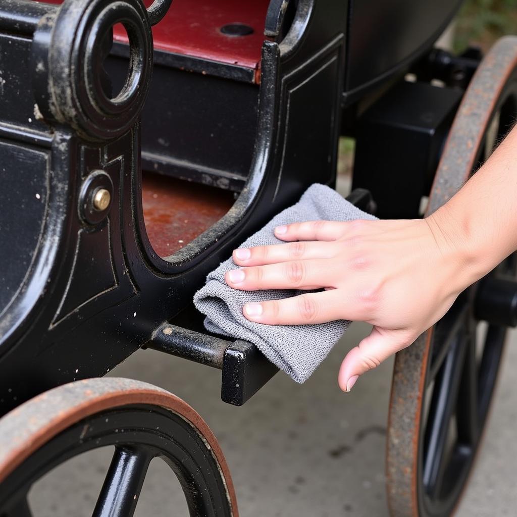 Cleaning an Antique Cast Iron Horse Drawn Carriage