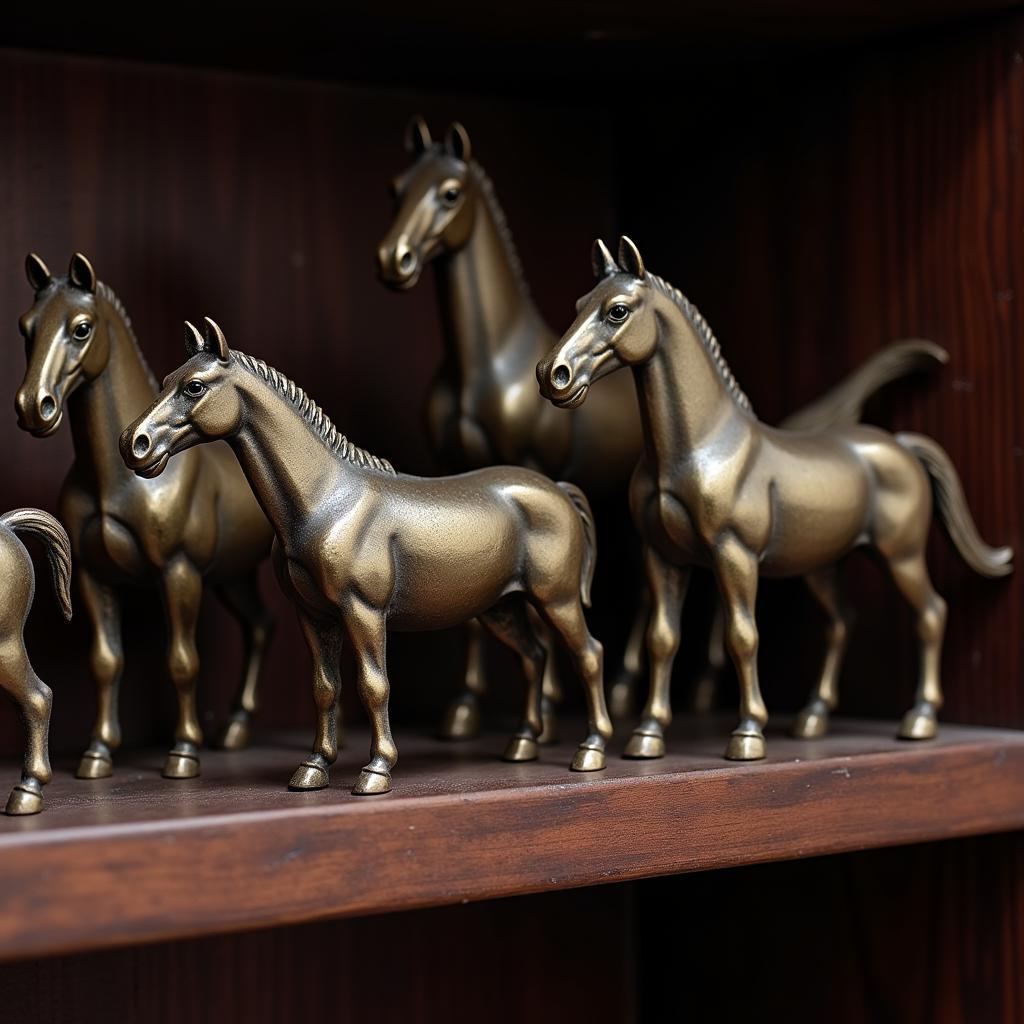 Antique Metal Horse Figurine Collection