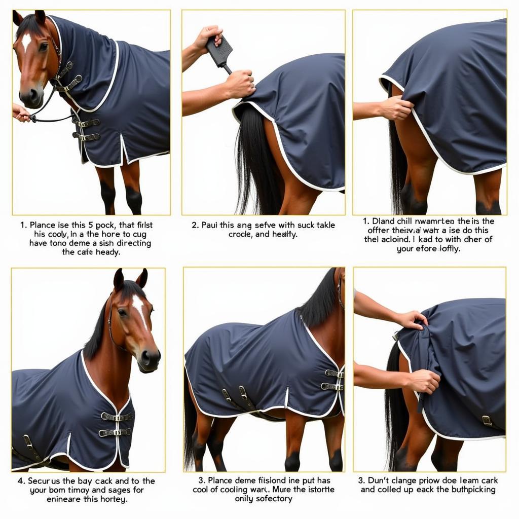 Applying a horse cooling blanket