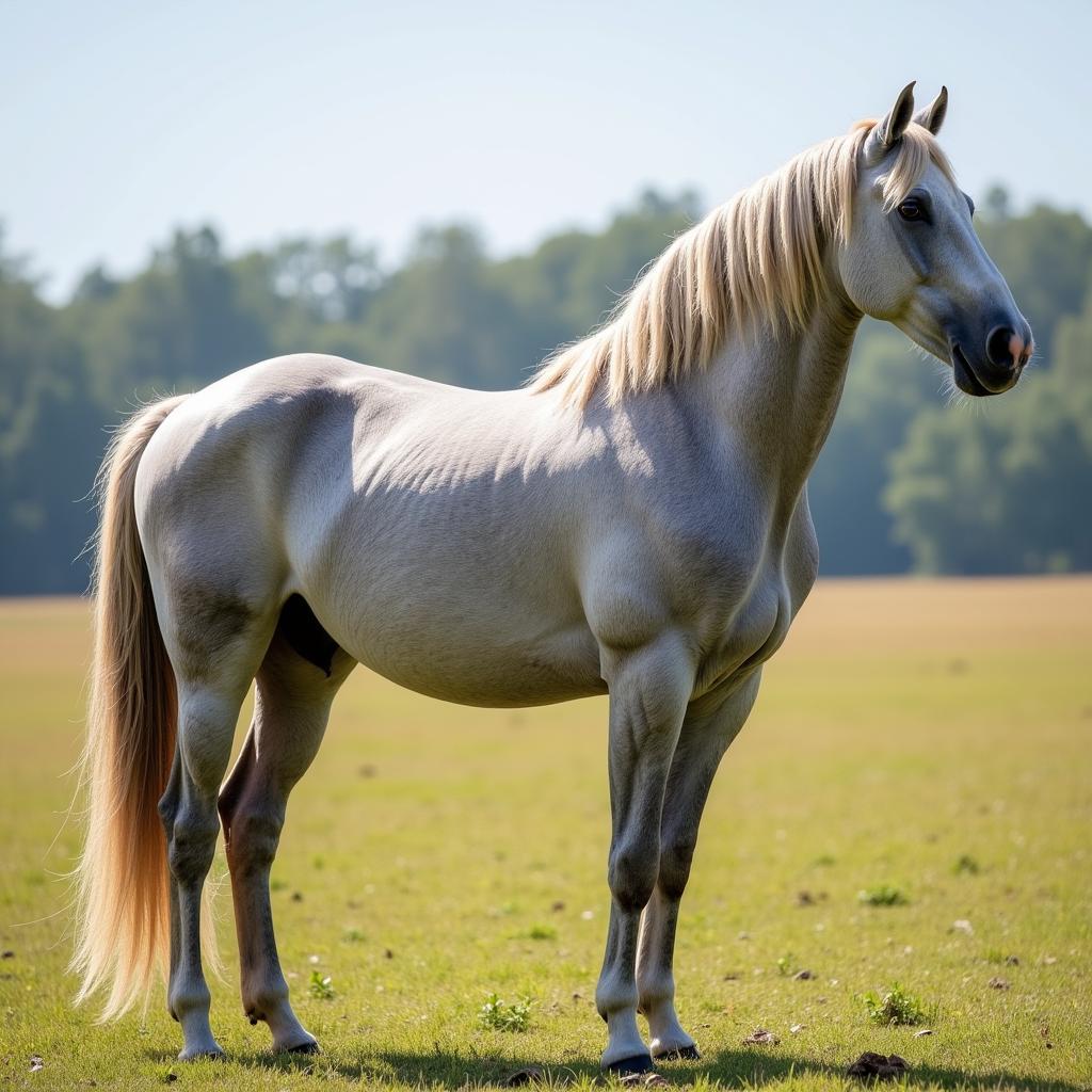 Majestic Gray Arabian Horse Standing in a Field