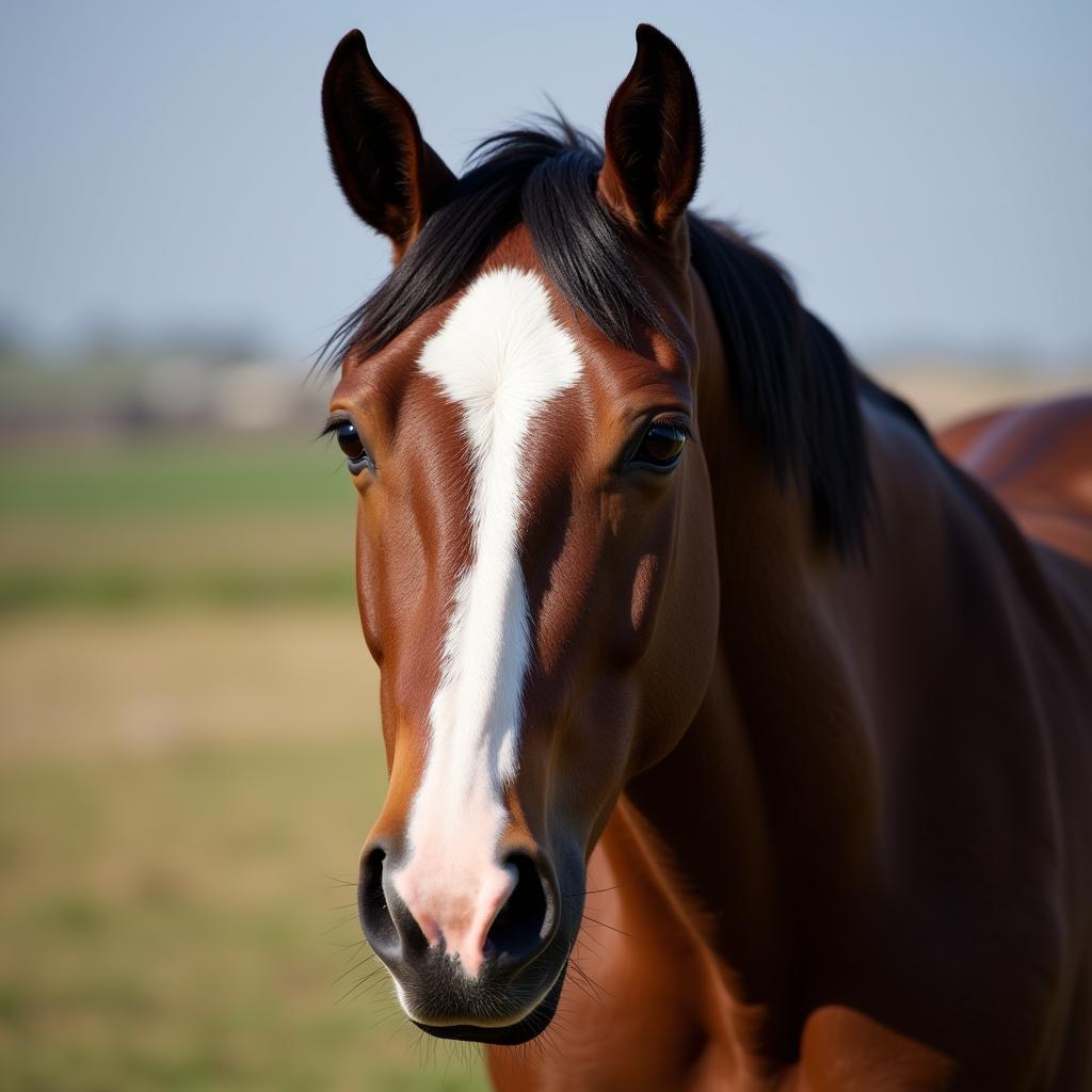 Close up headshot of Arabian Quarter Horse mix