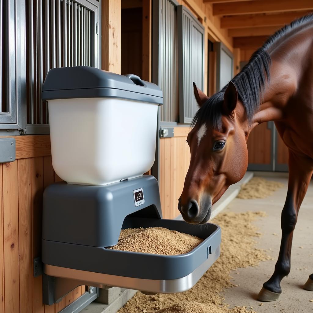 Automatic Grain Feeder for Horses in Barn