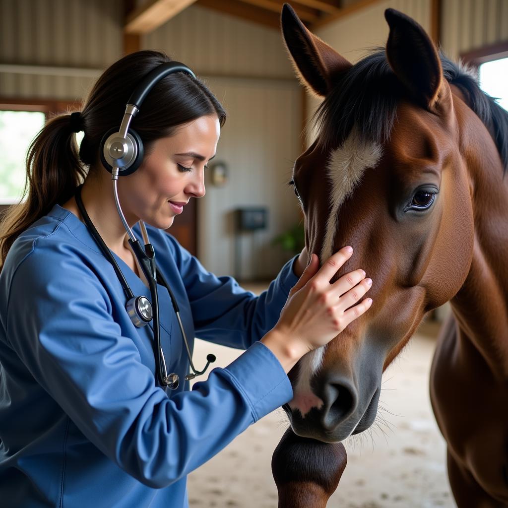 Veterinarian Examining Rescued Horse