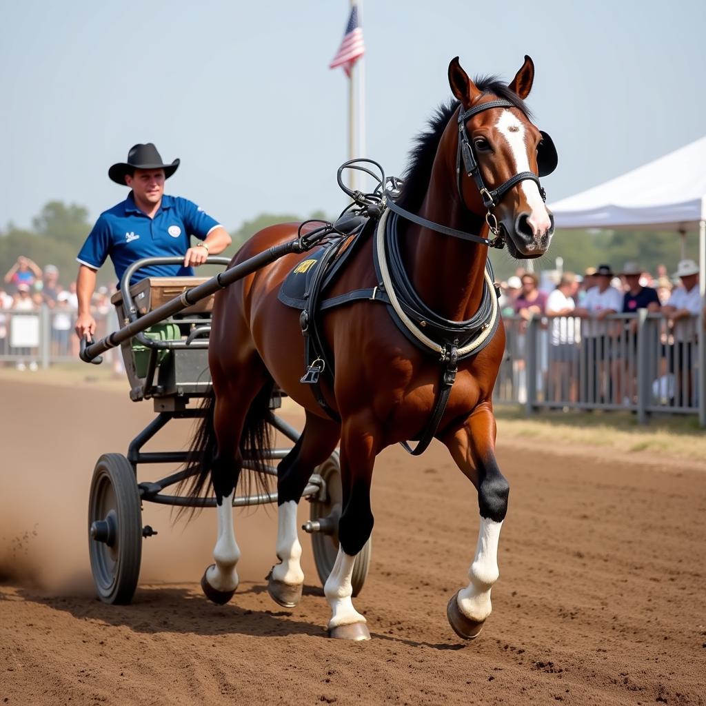 Belgian Draft Horse Demonstrating Strength in a Pulling Competition