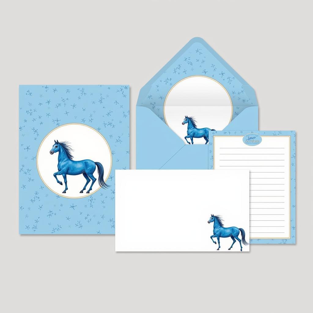 Blue Horse Themed Stationery Set