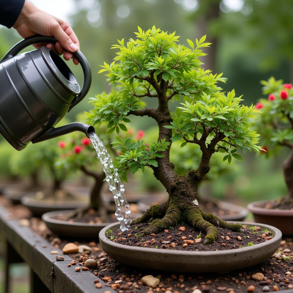 Watering a Bonsai Horse Chestnut