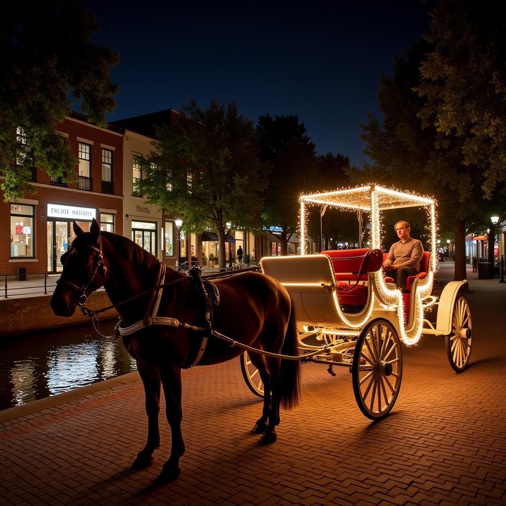 Romantic Bricktown Horse Drawn Carriage Ride at Night