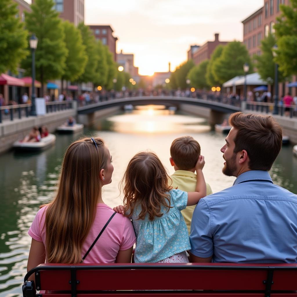 Family Enjoying a Bricktown Horse Drawn Carriage Ride