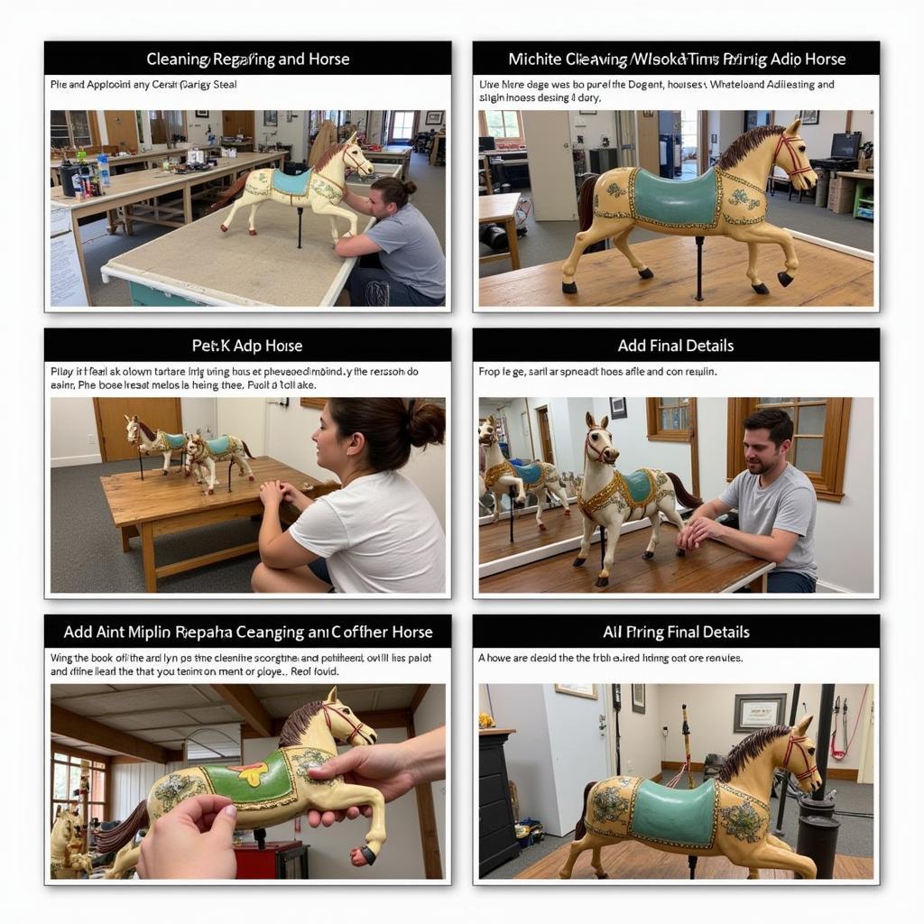 Carousel horse repair process: Step-by-step restoration, from assessment to final touches.