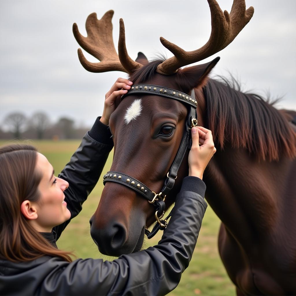 Checking the safety of a Christmas horse costume