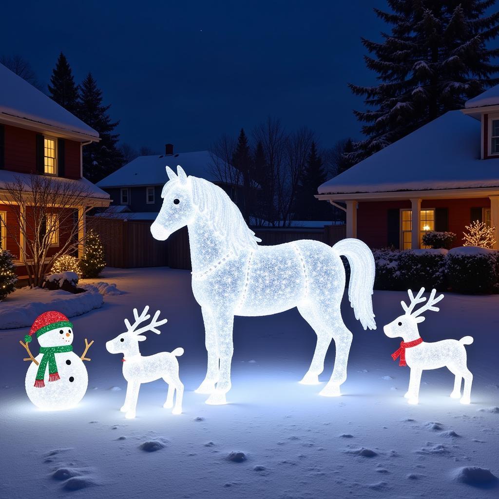 Christmas Lighted Horse Outdoor Display