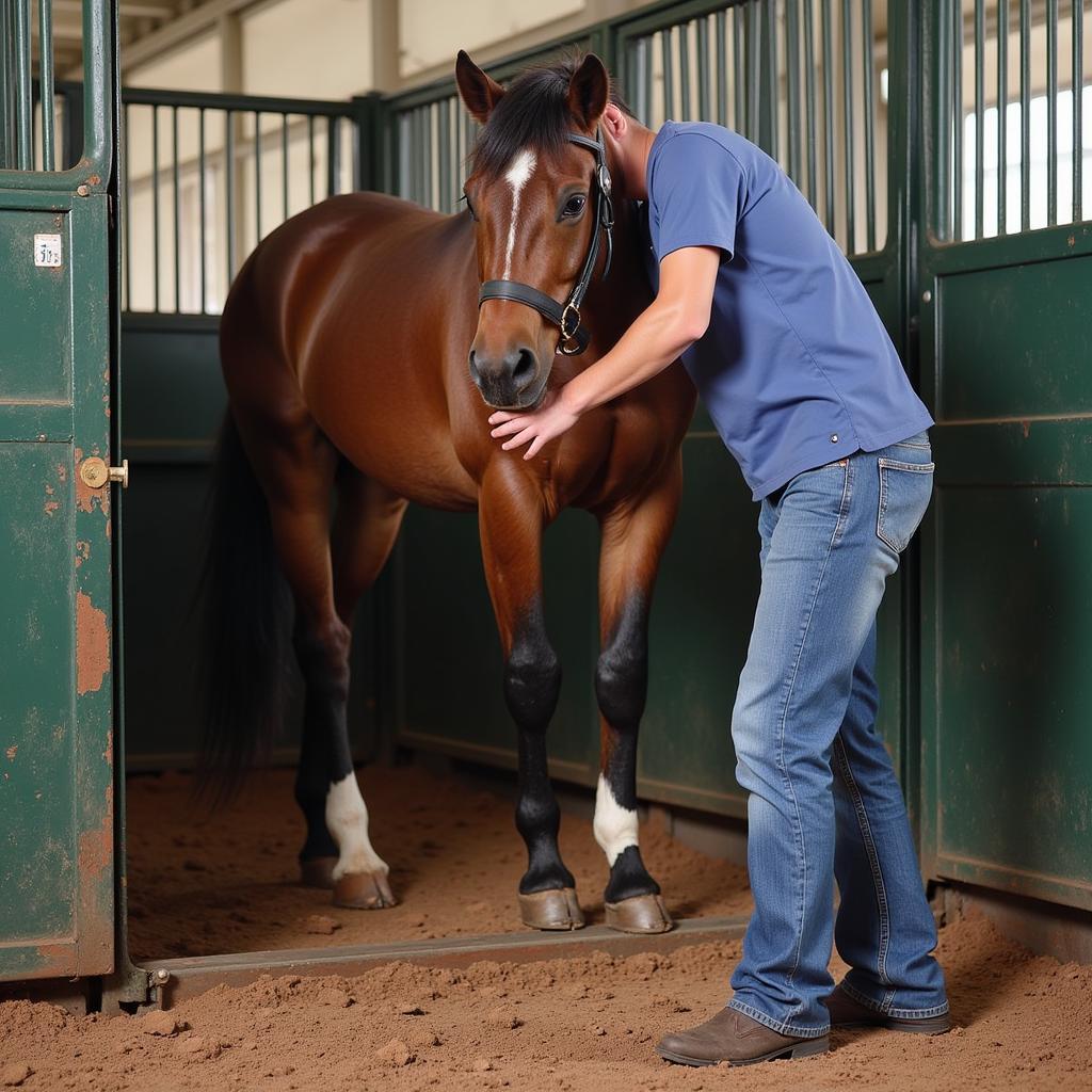 Veterinary Checkup for Chute Horse