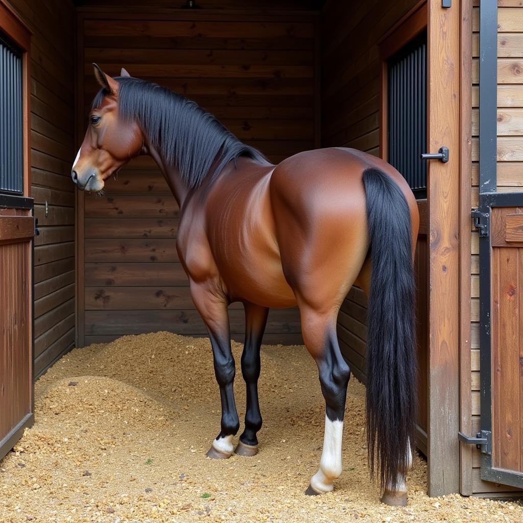 A clean, dry horse stall with good ventilation, demonstrating best practices for canker prevention.