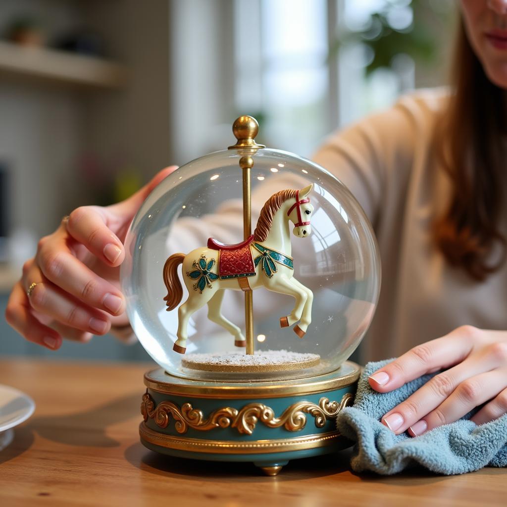 Cleaning a Carousel Horse Snow Globe