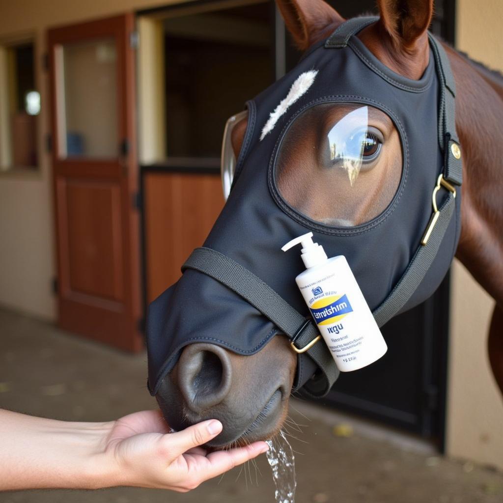 Cleaning a Horse Fly Mask