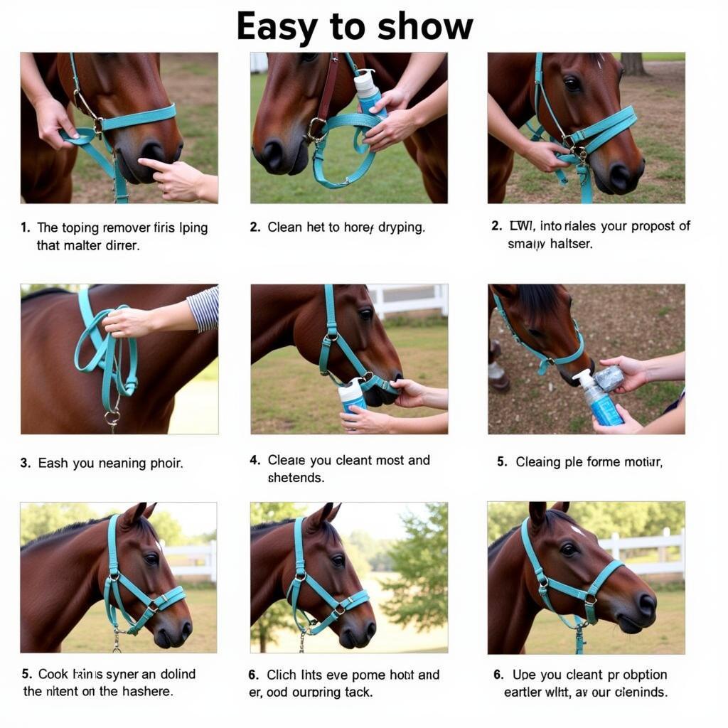 Cleaning a turquoise horse halter