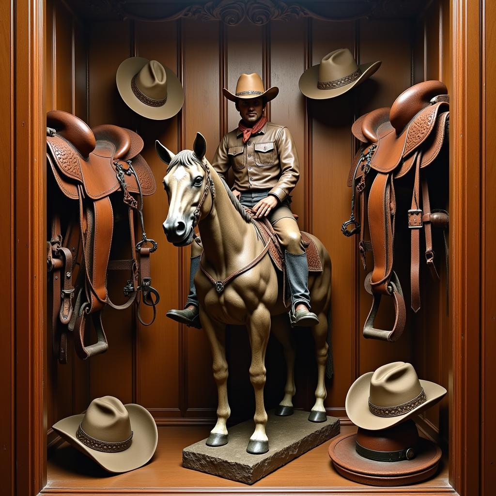 Cowboy Statue in a Western Art Collection