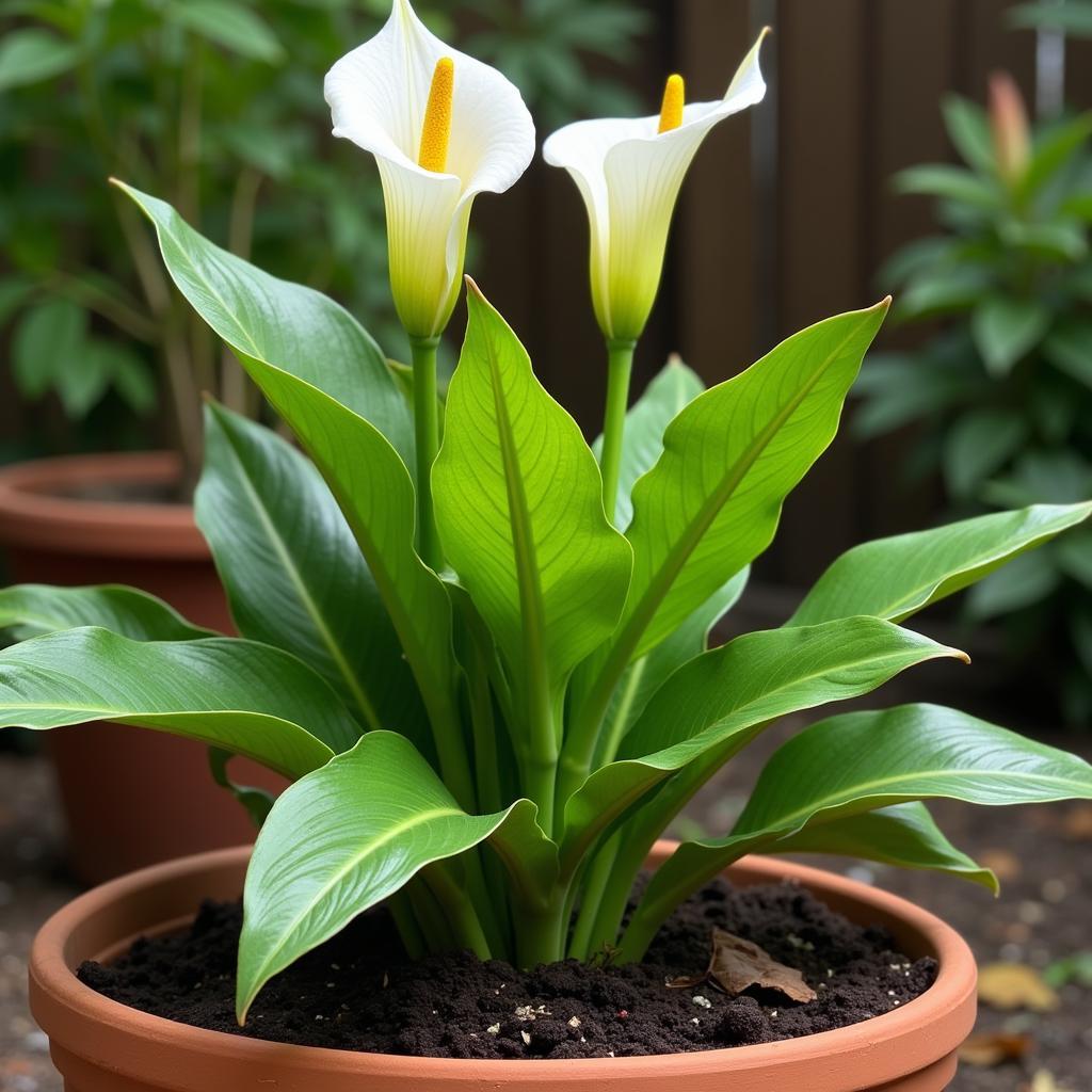 Dead Horse Arum Lily Growing in a Pot