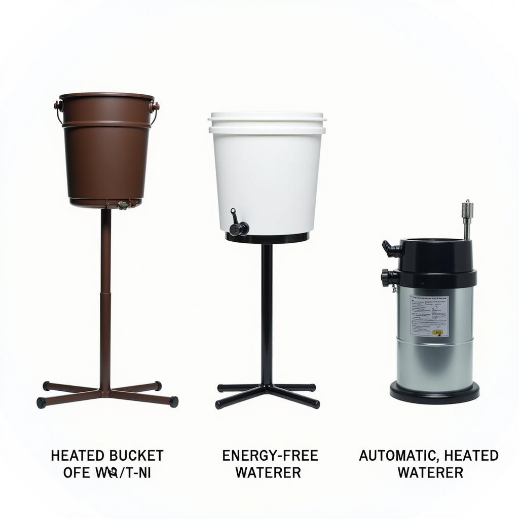 Variety of frost free waterers for horses: heated buckets, energy-free, and automatic