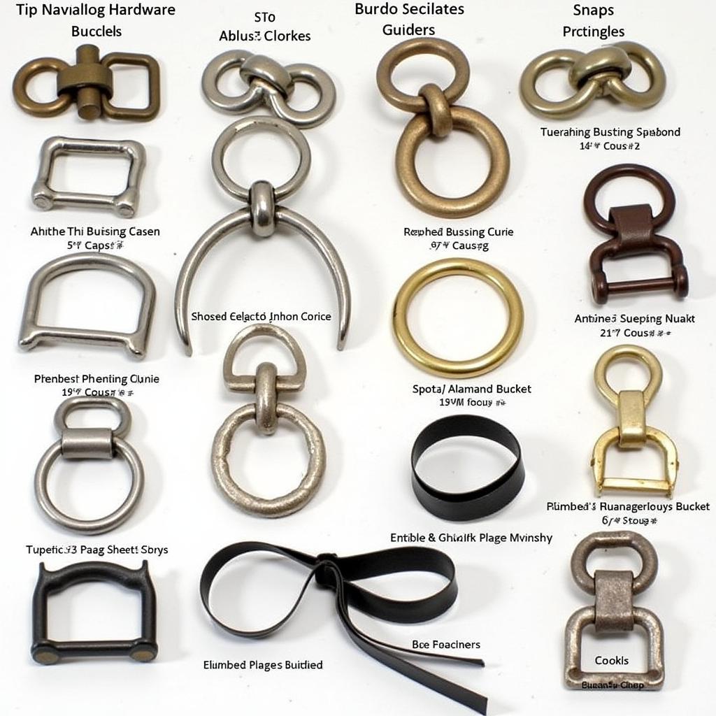 Various Types of Horse Blanket Hardware Including Buckles, Straps, and Snaps