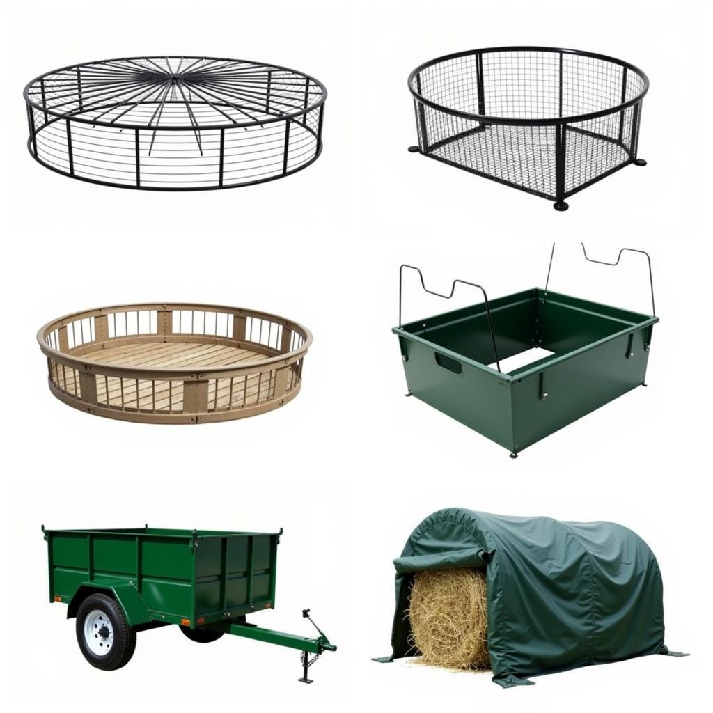 Various Round Bale Feeders for Horses