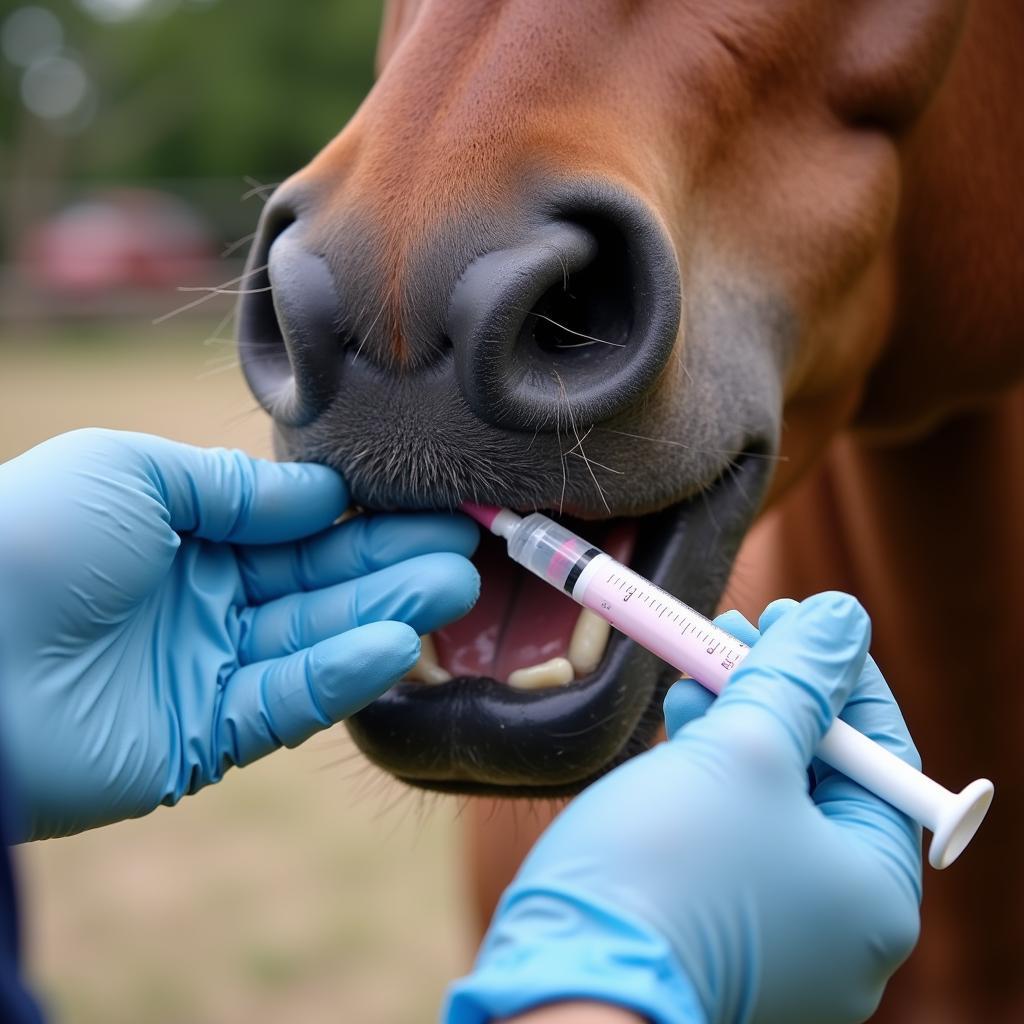 Administering Dormosedan Gel to a Horse