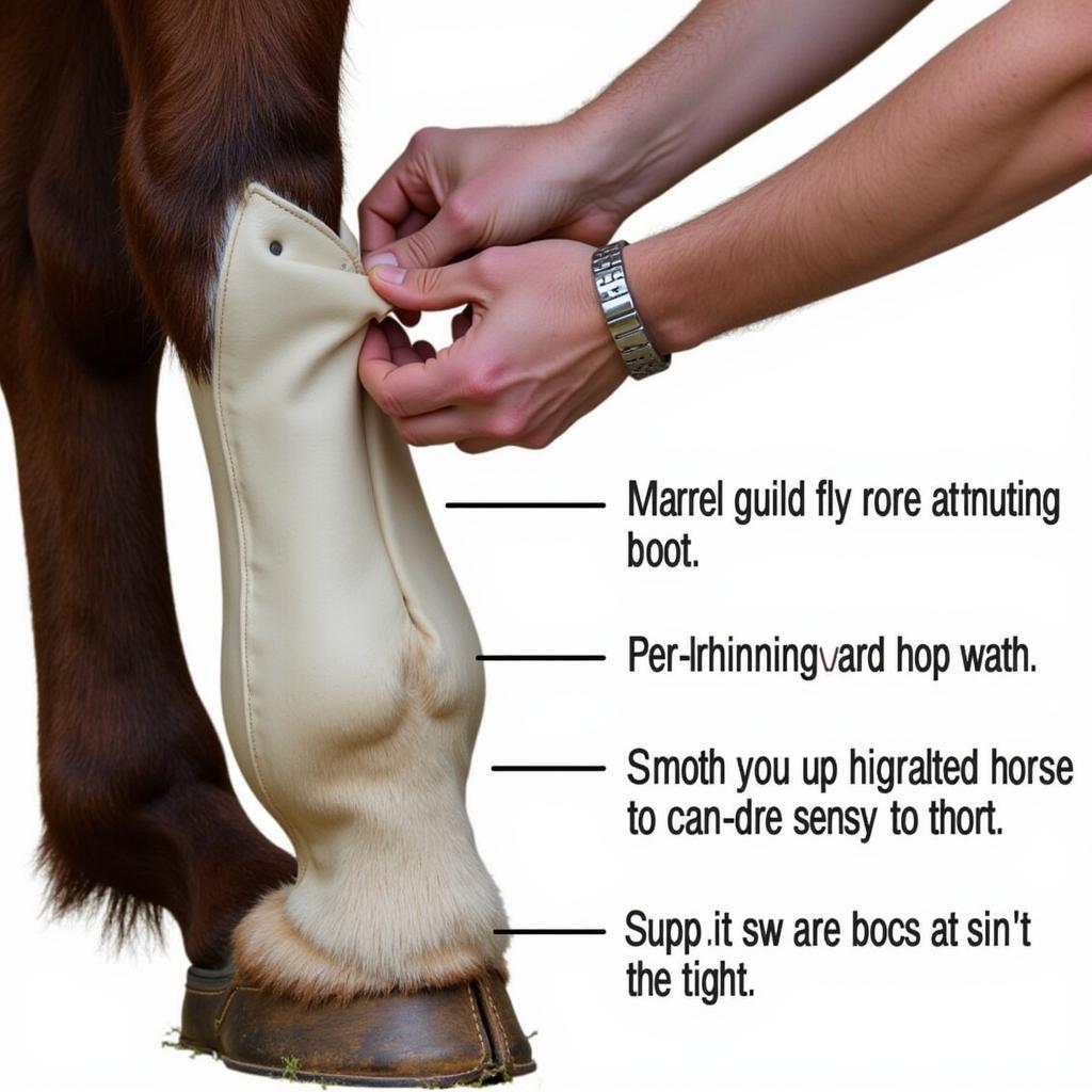 Fitting fly boots on a draft horse