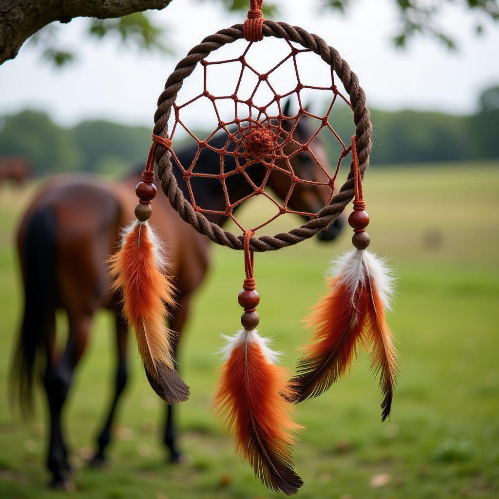 Dream Catcher with Horse Hair and Feathers